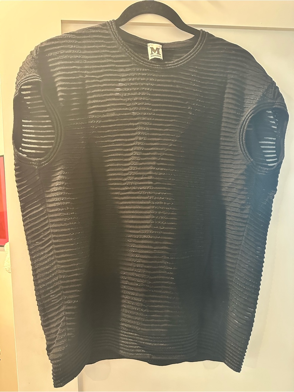 M Missoni Black Ribbed Crewneck Sweater